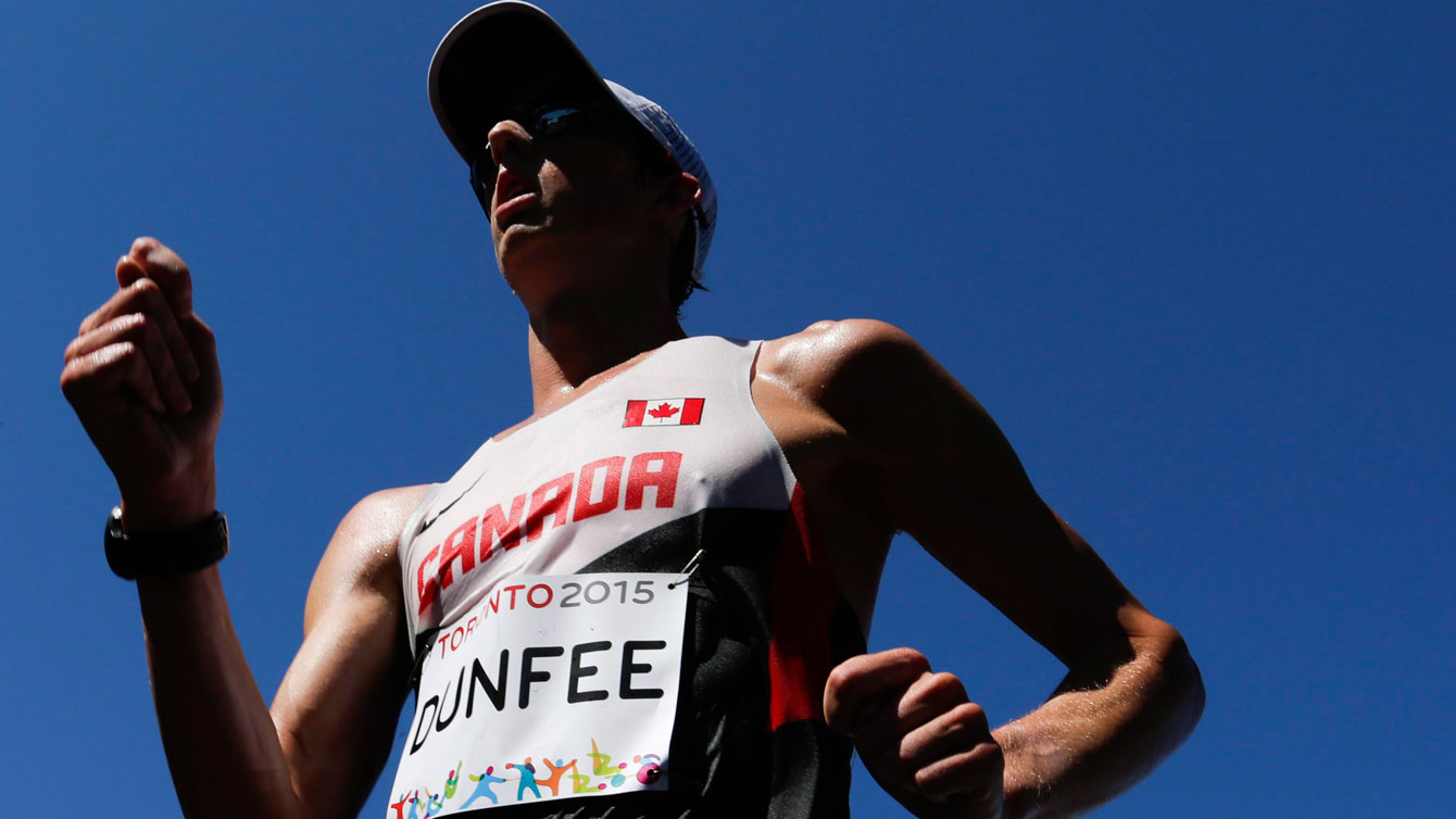 Evan Dunfee in the 20km Toronto 2015 Pan American Games race walk on July 19, 2015.