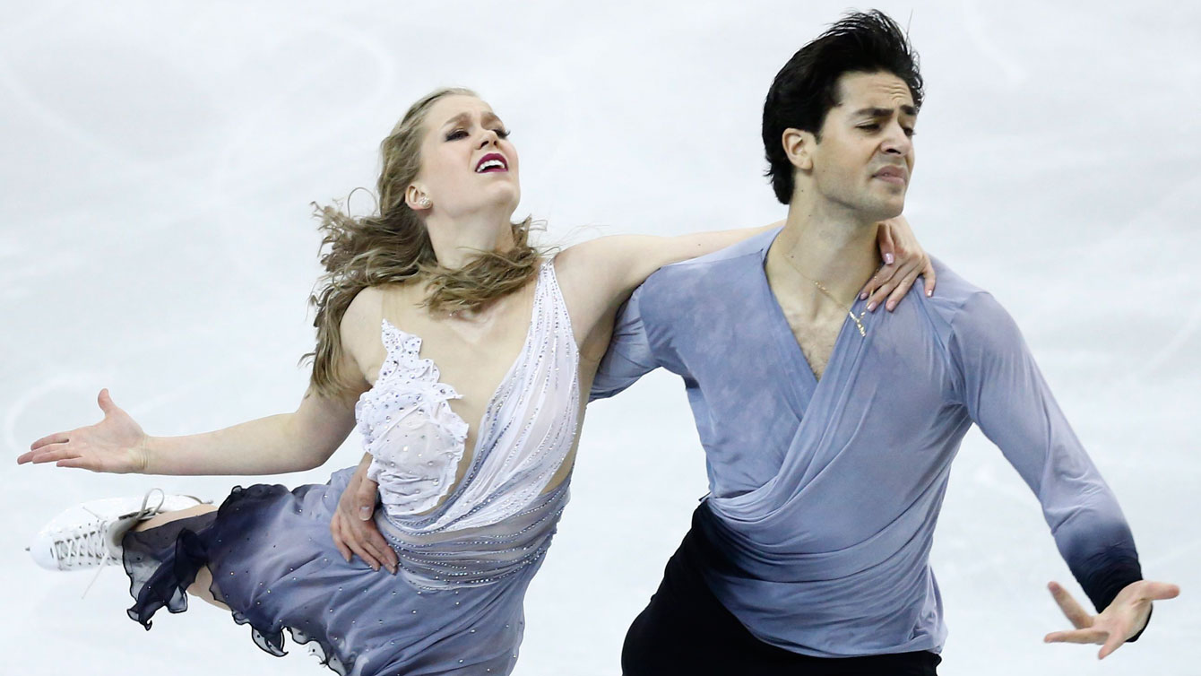 Kaitlyn Weaver and Andrew Poje during the free dance at the Grand Prix Final in Barcelona on December 12, 2015.