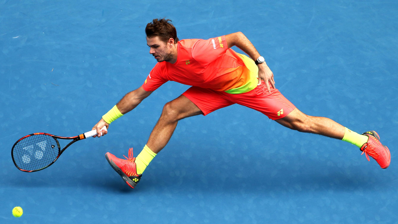Stan Wawrinka reaches for a return at the Australian Open on January 25, 2016. 