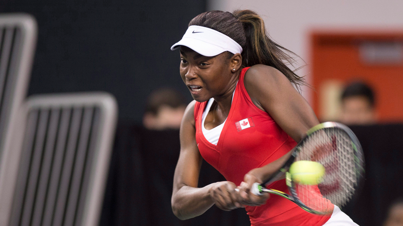 Francoise Abanda at the Fed Cup on February 6, 2016.