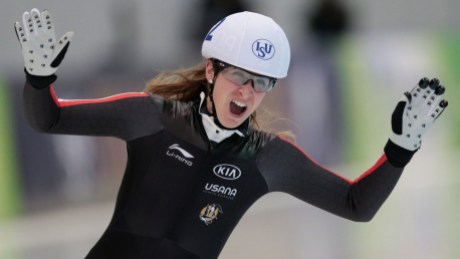 Ivanie Blondin Ivanie Blondin celebrates winning the women's mass start