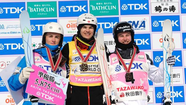 Kingsbury wins dual moguls at the FIS World Cup in Japan on February 28, 2016. 