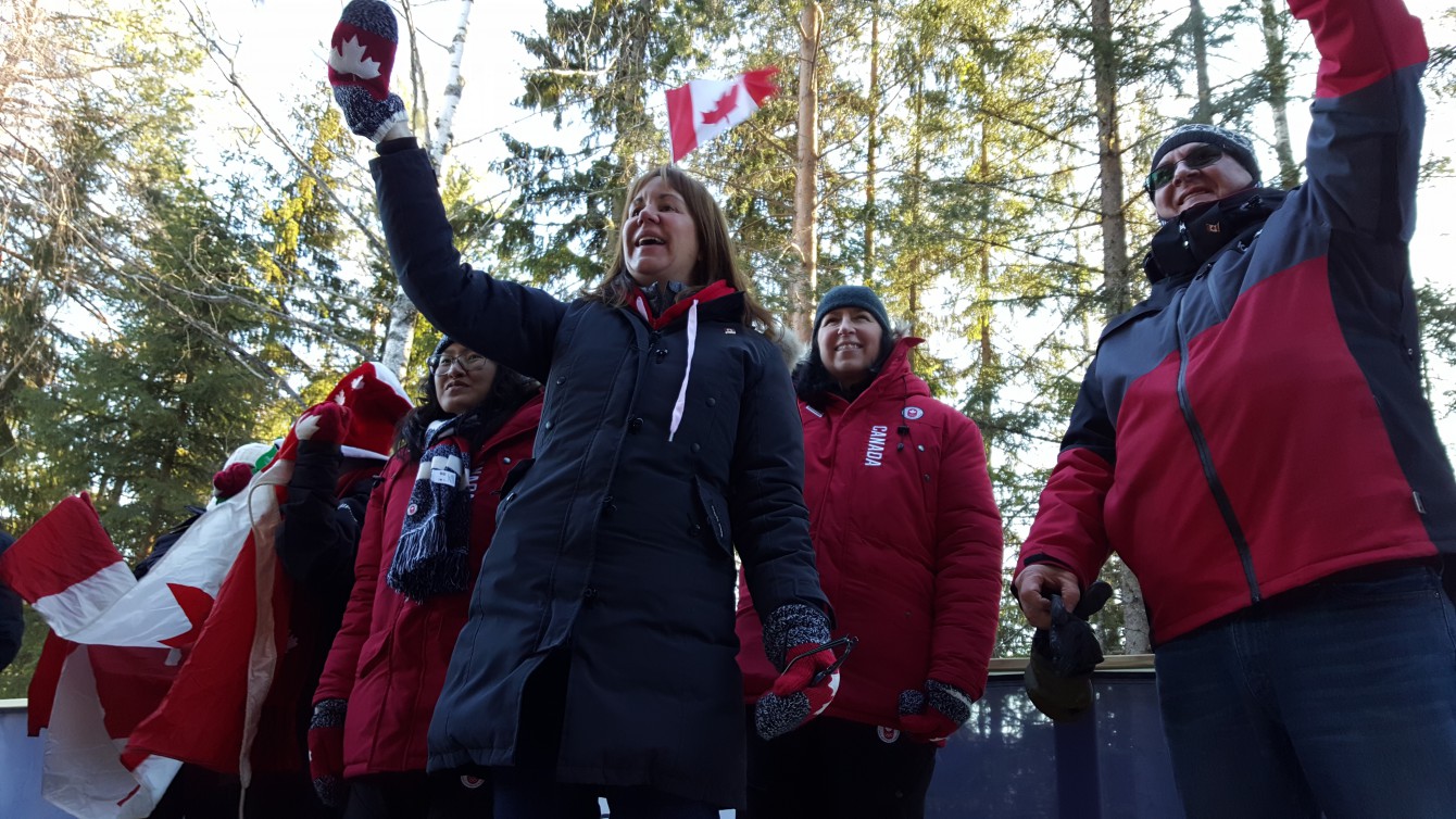 Canadians cheer on Reid Watts. 