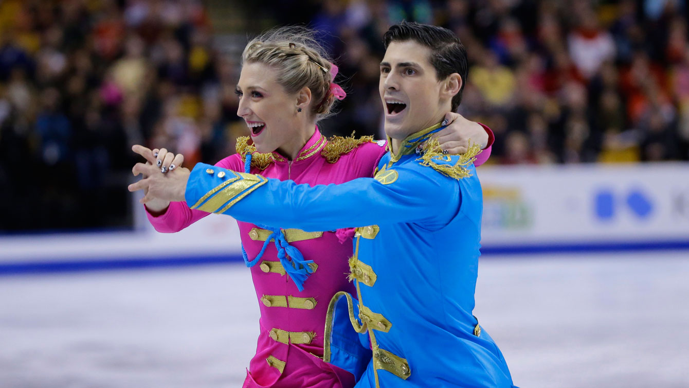 Piper Gilles and Paul Poirier at the ISU World Figure Skating Championships on March 30, 2016. 