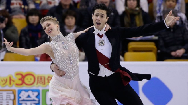 Kaitlyn Weaver and Andrew Poje at the ISU World Figure Skating Championships on March 30, 2016. 