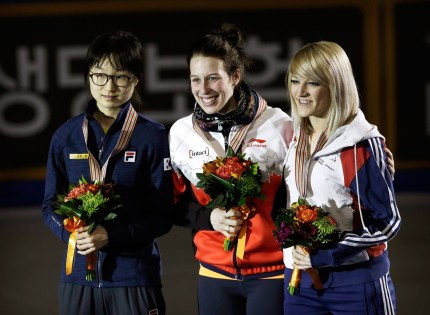 Marianna poses with the other two medallists