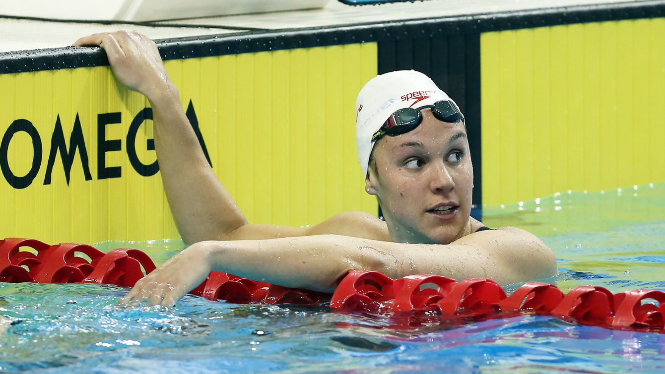 Chantal van Landeghem at the Rio Trials on April 9, 2016 (Photo: Scott Grant via Swimming Canada). 