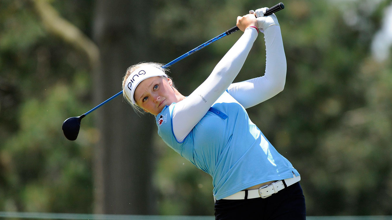 Brooke Henderson hits during the final round of the LPGA Championship golf tournament in Ann Arbor on May 29, 2016. (AP Photo/Jose Juarez)