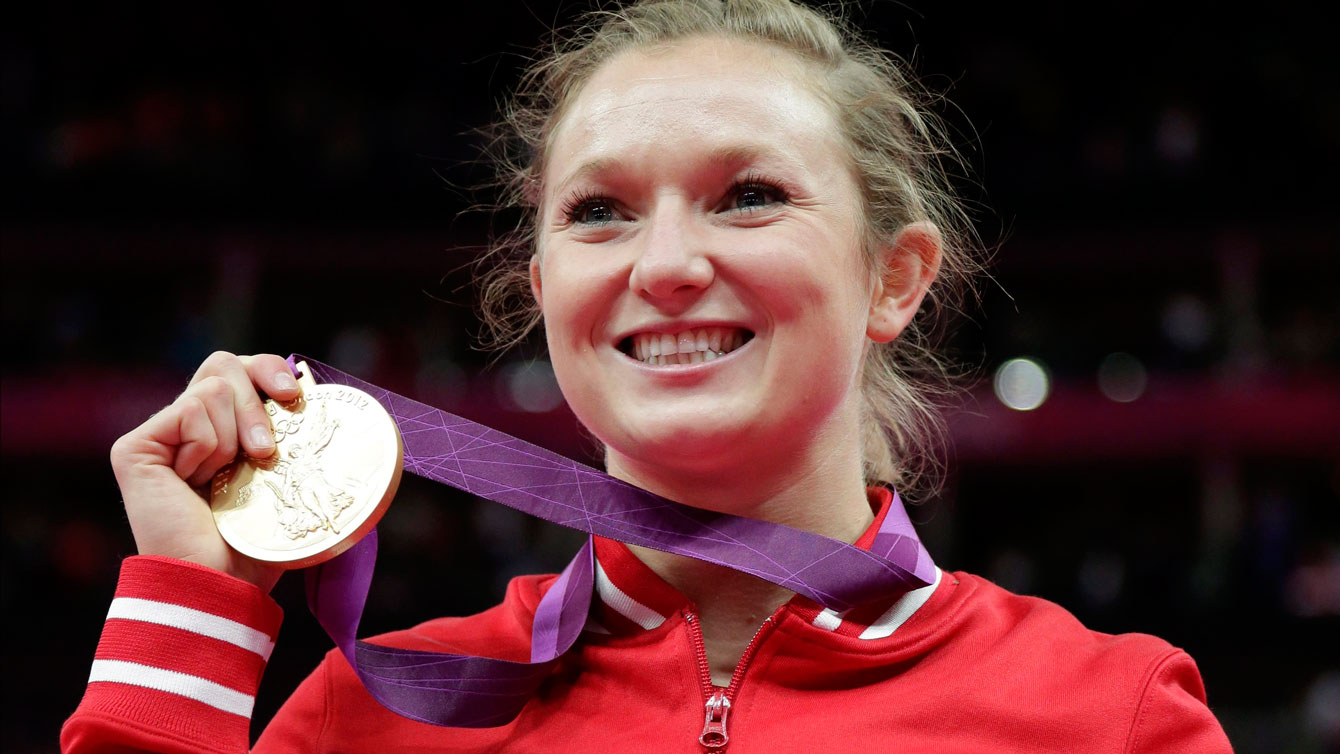 Rosie MacLennan with her London 2012 Olympic gold medal.