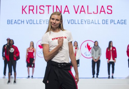 Kristina Valjas at the 2016 Team Canada Olympic clothing launch by Hudson's Bay on April 12, 2016.