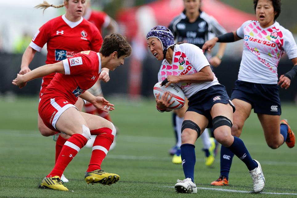 Japan readies faces a tackle in a 38-0 loss to Canada (Photo: Mike Lee via World Rugby).