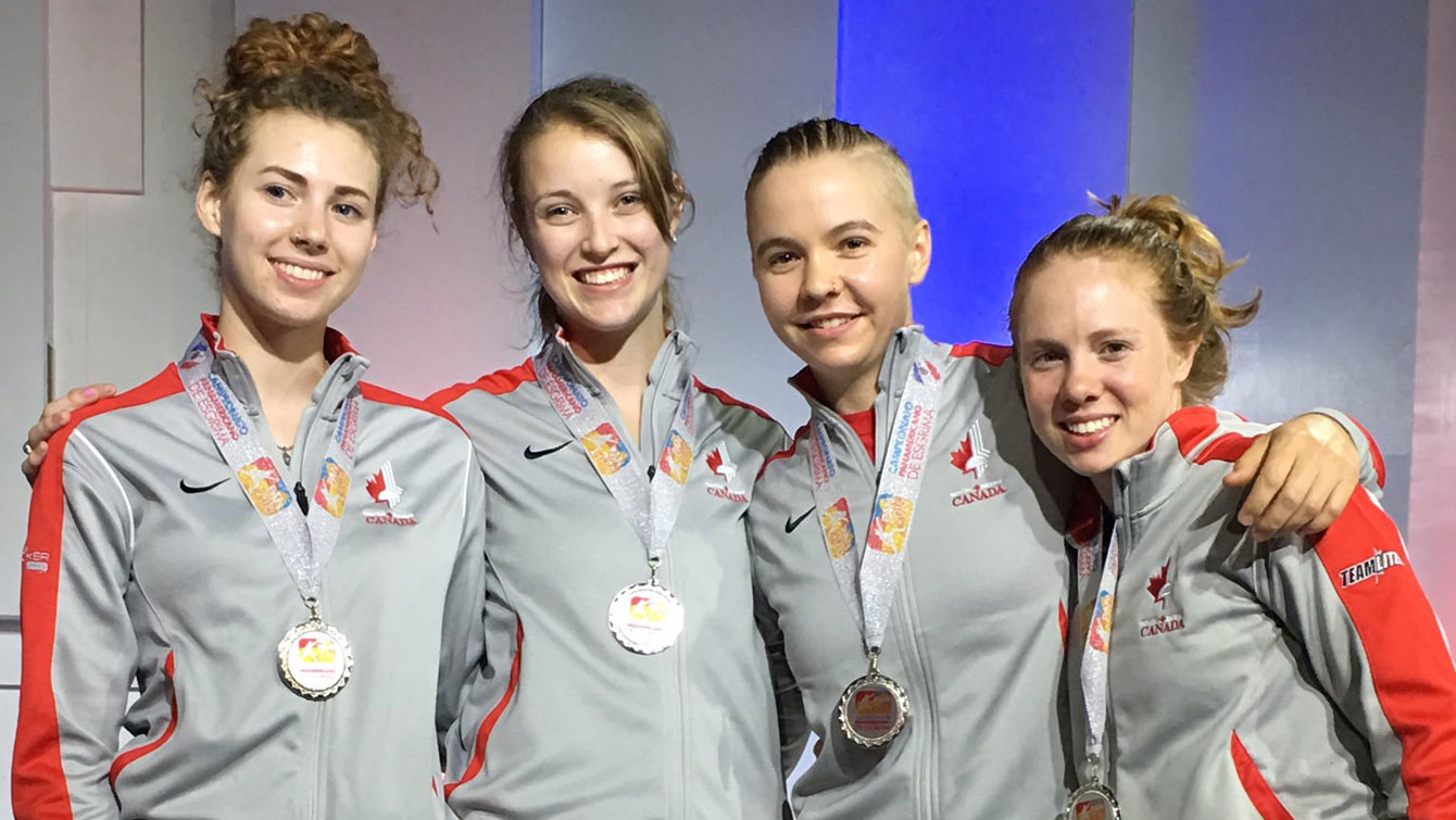 Canada's women's foil team wins silver at the Pan Am Championships in Panama on June 26, 2016. 