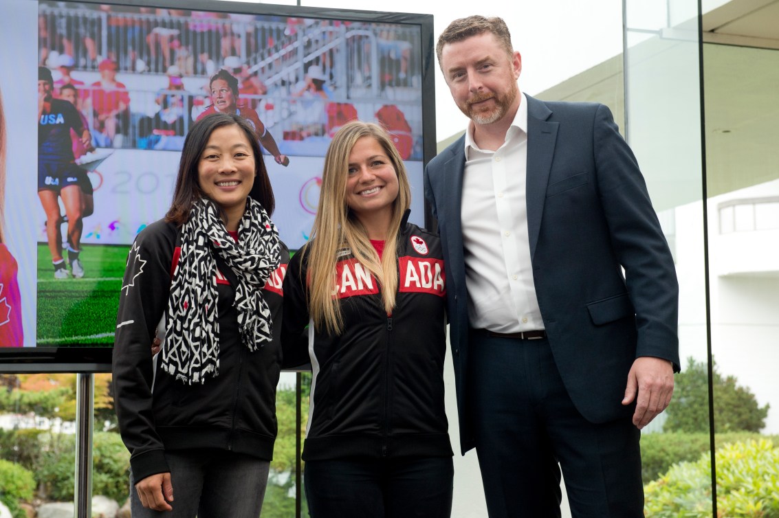 Ashley Steacy received her official Team Canada jacket from Carol Huynh after being nominated to the Women's Rugby Sevens team on July 8th, 2016.
