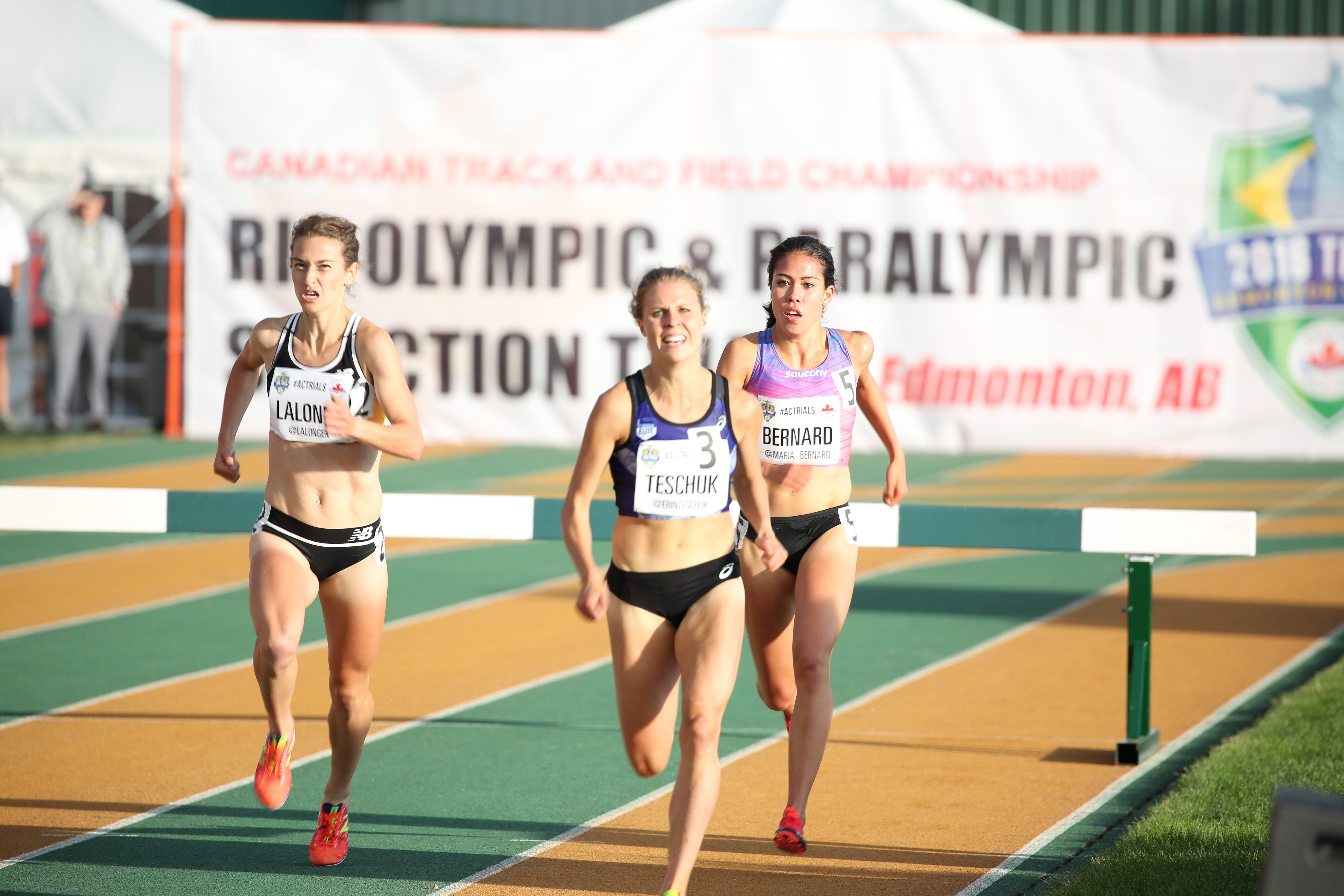 Maria Bernard, headed to Rio for the 3000m steeplechase after qualifying at at the Canadian Track and Field Championships and Selection Trials for the 2016 Summer Olympic and Paralympic Games, in Edmonton, Alta. (Steve Boudraeu/COC).