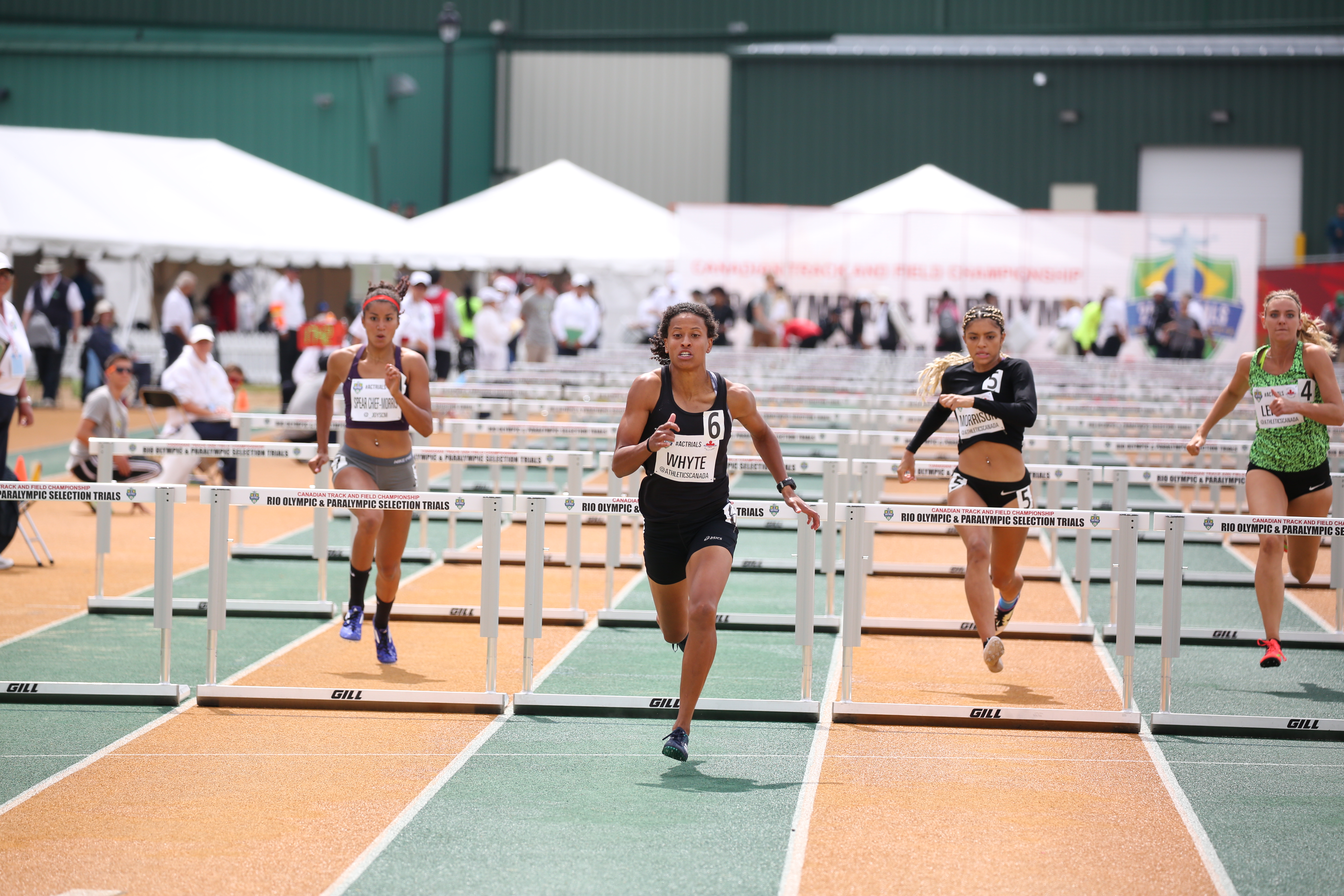 Angela Whyte, headed to Rio for the 100m hurdles after qualifying at the Canadian Track and Field Championships and Selection Trials for the 2016 Summer Olympic and Paralympic Games, in Edmonton, Alta. (Steve Boudraeu/COC)