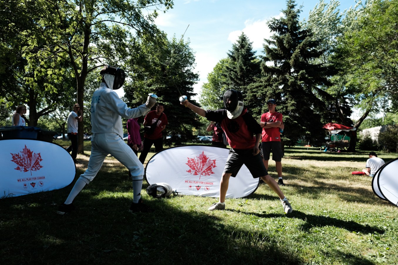 Fans learned how to fence at the Canadian Tire sport demonstration at the Team Canada Beach Party.