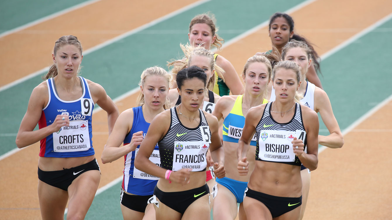 Melissa Bishop (right) in the 800m semifinals at Olympic trials on July 9, 2016. 