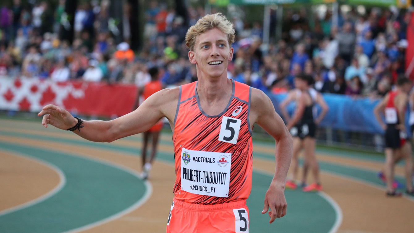 Charles Philibert-Thiboutot after winning the men's 1500m at Olympic trials on July 9, 2016. 