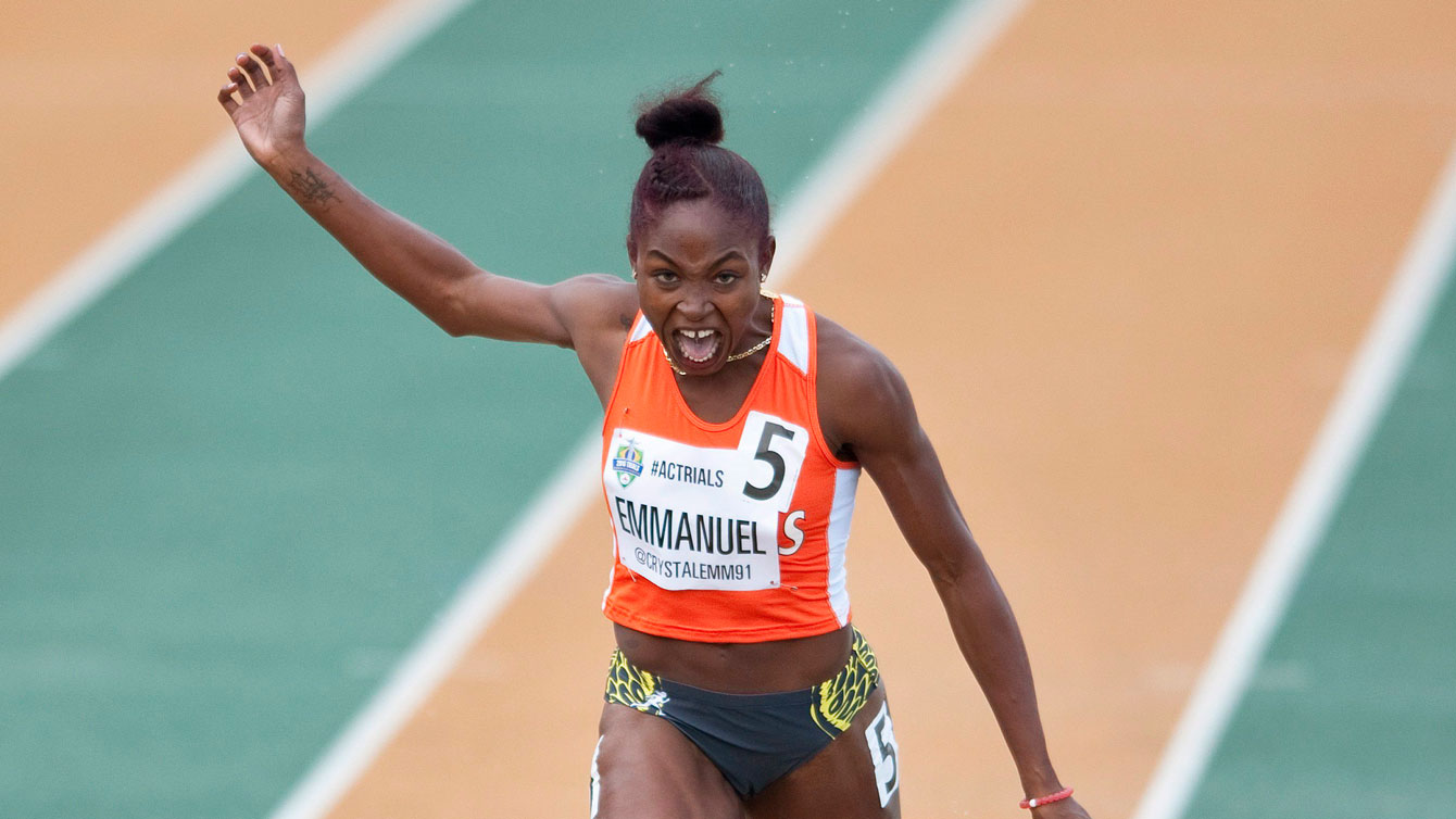 Crystal Emmanuel wins the women's 200m final at Olympic trials on July 10, 2016. 