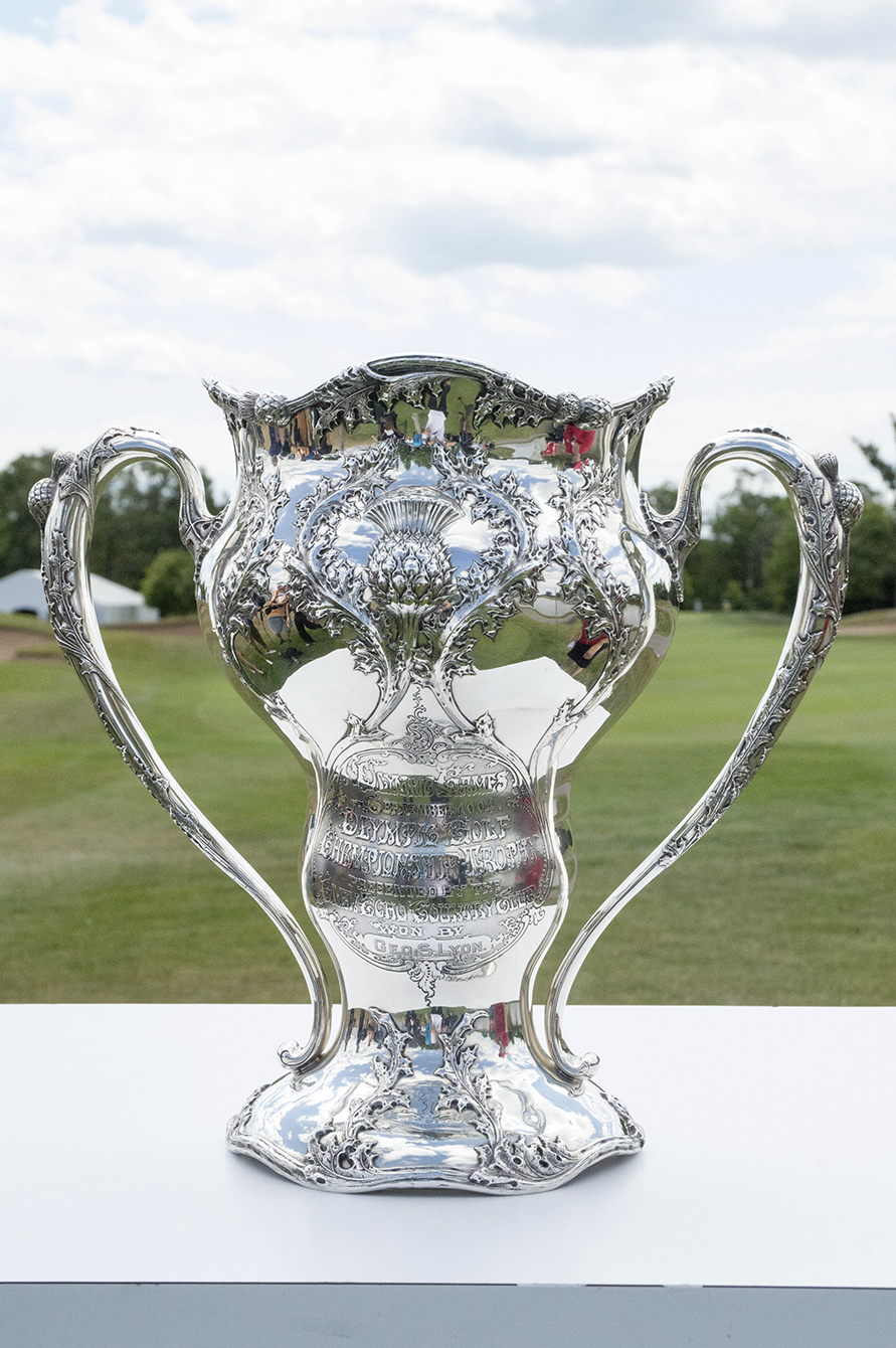 George S Lyon's Olympic trophy, won in 1904 for winning gold during the 1904 Olympic Games in golf. July 19, 2016. (Tavia Bakowski/COC)