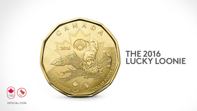 The Royal Canadian Mint 2016 Lucky Loonie has both the Olympic and Paralympic teams' marks on it.
