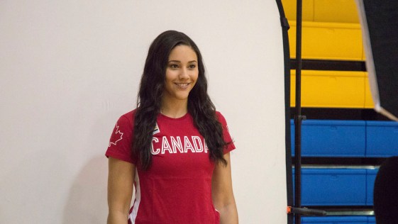 Natalie Achonwa poses for her headshot before the Team Canada basketball announcement on July 22, 2016. (Tavia Bakowski/COC)