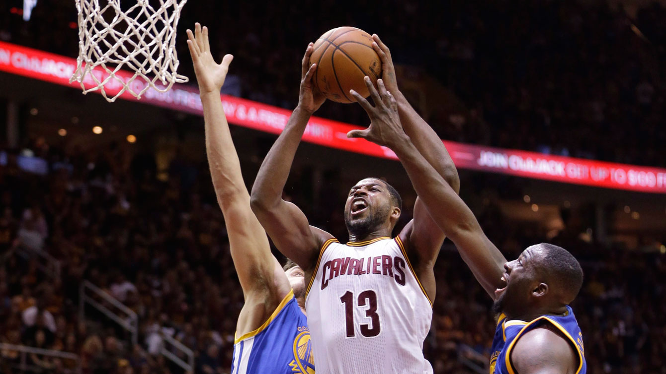 Tristan Thompson goes up for a dunk in Game 4 of the NBA Finals on June 10, 2016. 