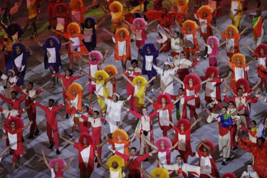 Rio Olympics Opening Ceremony Performers dance during the opening ceremony for the 2016 Summer Olympics in Rio de Janeiro, Brazil, Friday, Aug. 5, 2016. (AP Photo/Robert F. Bukaty)
