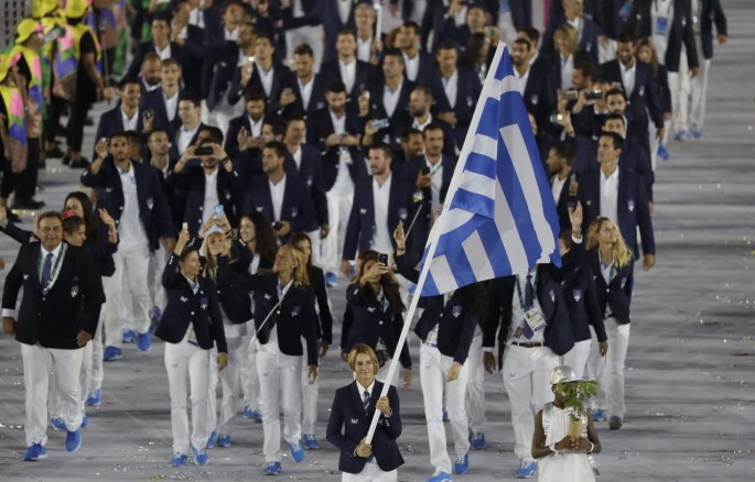 Rio Olympics Opening Ceremony Sofia Bekatorou carries the flag of Greece during the opening ceremony for the 2016 Summer Olympics in Rio de Janeiro, Brazil, Friday, Aug. 5, 2016. (AP Photo/Matt Slocum)
