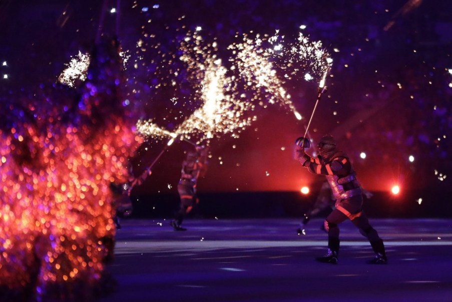 Artists perform during the opening ceremony for the 2016 Summer Olympics in Rio de Janeiro, Brazil, Friday, Aug. 5, 2016. (AP Photo/David Goldman)