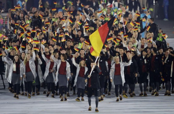 Rio Olympics Opening Ceremony Timo Boll carries the flag of Germany during the opening ceremony for the 2016 Summer Olympics in Rio de Janeiro, Brazil, Friday, Aug. 5, 2016. (AP Photo/Matt Slocum)
