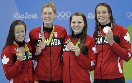 Rio Olympics Swimming Rio 2016: 200m freestyle relay - Taylor Ruck, Brittany MacLean, Katerine Savard and Penny Oleksiak