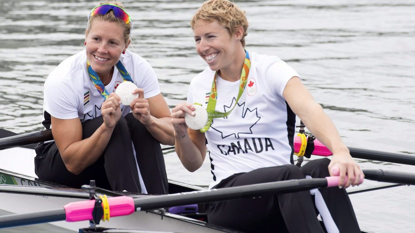 Rio 2016: Patricia Obee and Lindsay Jennerich Canadian rowers Lindsay Jennerich and Patricia Obee, right, show off their silver medals in the women's lightweight double sculls at the 2016 Summer Olympics in Rio de Janeiro, Brazil, Friday, Aug. 12, 2016. THE CANADIAN PRESS/Frank Gunn