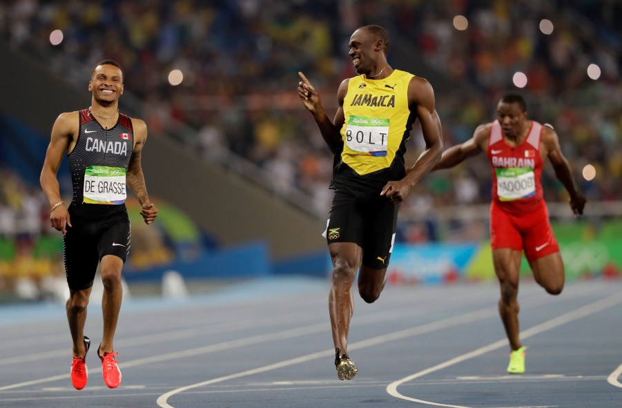 Usain Bolt, centre, competes in men's 200-meter semifinal at the 2016 Summer Olympics in Rio. (AP Photo/David J. Phillip)