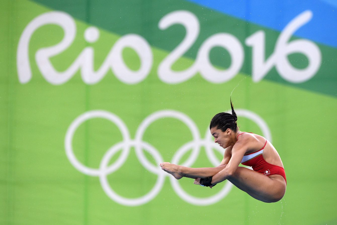 Meaghan Benfeito dives during the women's 10-metre platform diving final at the 2016 Olympic Summer Games in Rio de Janeiro, Brazil on Thursday, Aug. 18, 2016. THE CANADIAN PRESS/Sean Kilpatrick