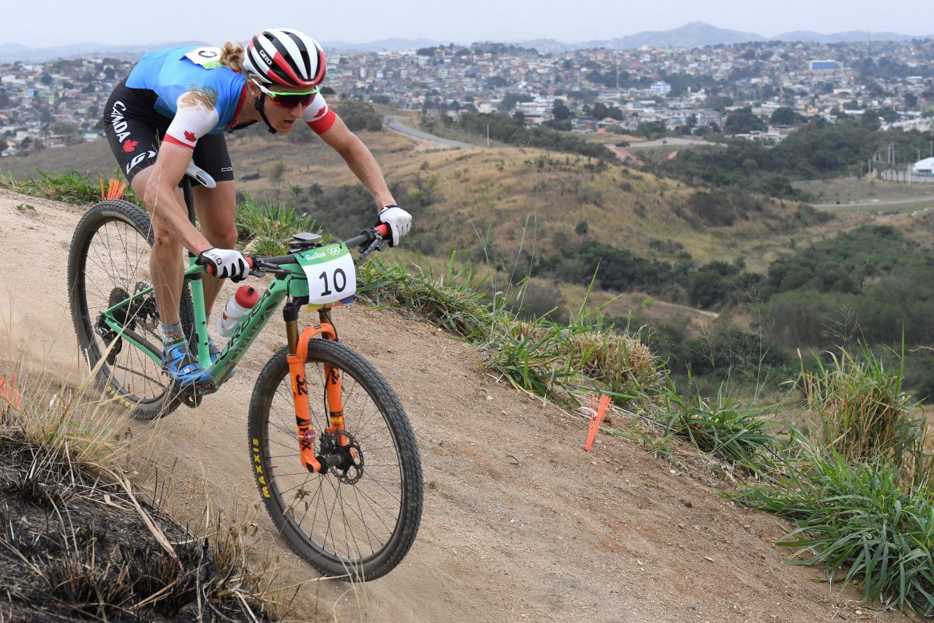 Canada's Catharine Pendrel competes during the women's mountain bike final at the 2016 Olympic Summer Games in Rio de Janeiro, Brazil on Saturday, Aug. 20, 2016. THE CANADIAN PRESS/Sean Kilpatrick