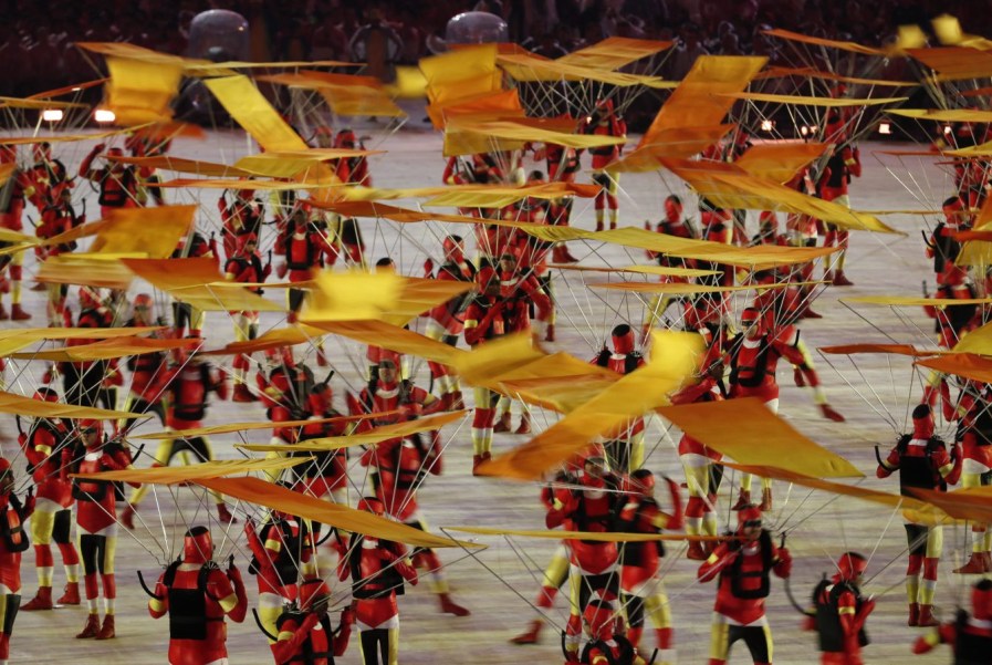Dancers perform during the closing ceremony for the Summer Olympics in Rio de Janeiro, Brazil, Sunday, Aug. 21, 2016. (AP Photo/Vincent Thian)