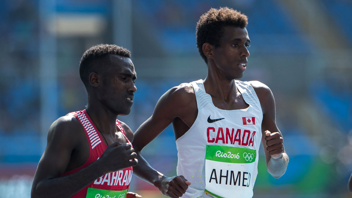 Mo Ahmed of Canada in the 5000m semifinals on August 17, 2016. 