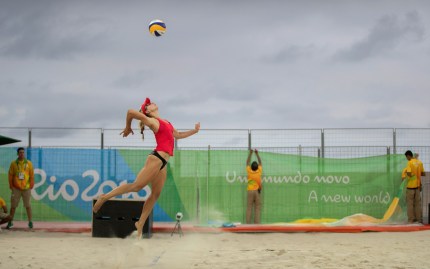 Heather Bansley practices against a Brazilian team at the Olympic games in Rio de Janeiro, Brazil, Friday, July 29, 2016. COC Photo by Jason Ransom