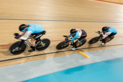 Canadian Women's Team Pursuit practising at the velodrome in Milton on July 29, 2016.