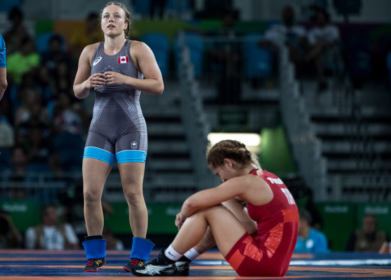 Team Canada’s Dorothy Erzsebet Yeats battles in women's wrestling during the second round of repechage at Carioca Stadium, Rio de Janeiro, Brazil, Wednesday August 17, 2016. COC Photo/David Jackson