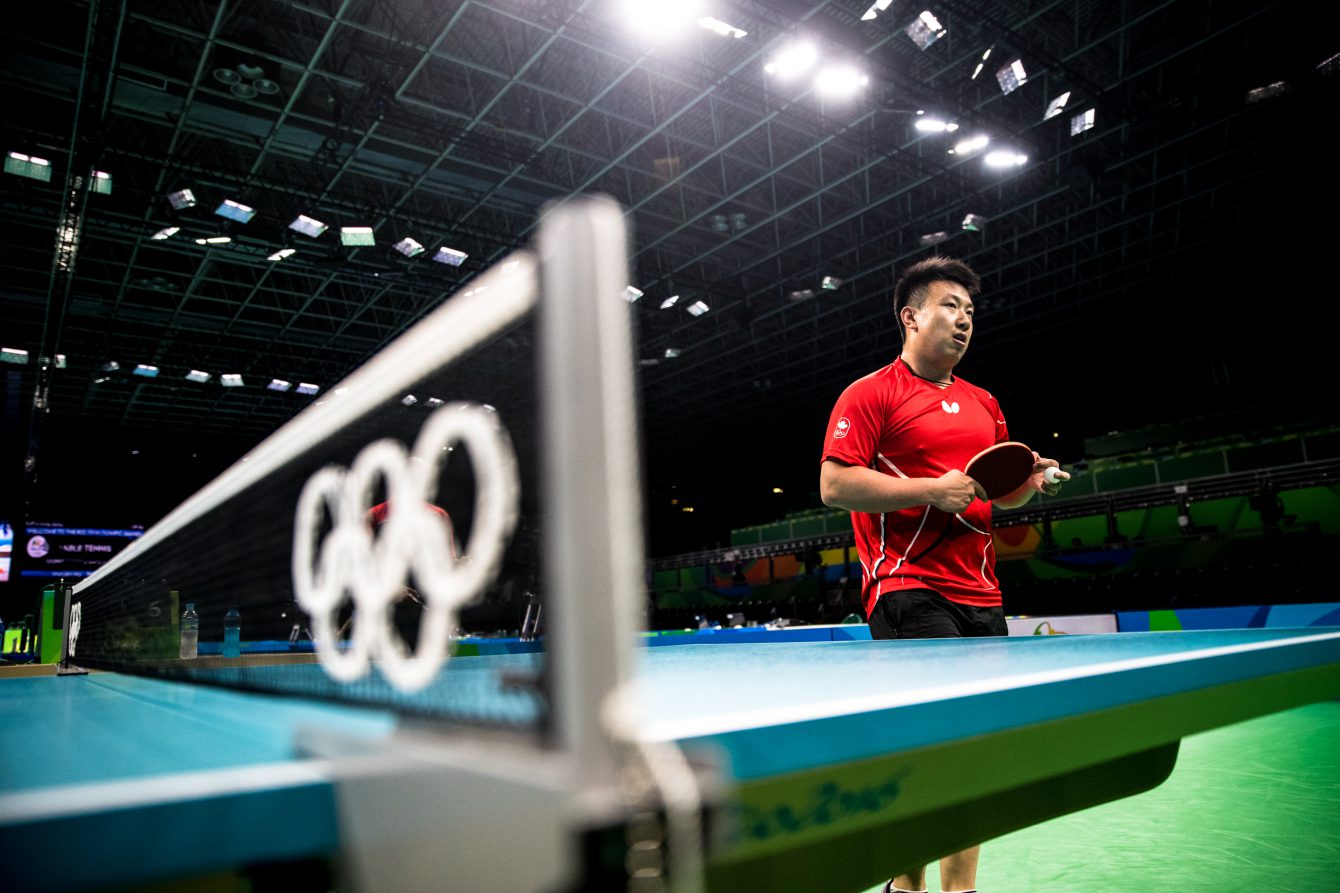 Team Canada's` Eugene Wang, table tennis, practices in Rio Centro Park ahead of the Olympic games in Rio de Janeiro, Brazil, Wednesday August 3, 2016. COC Photo/David Jackson