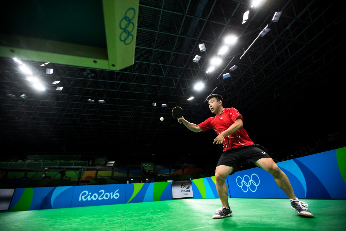 Team Canada's` Eugene Wang, table tennis, practices in Rio Centro Park ahead of the Olympic games in Rio de Janeiro, Brazil, Wednesday August 3, 2016. COC Photo/David Jackson