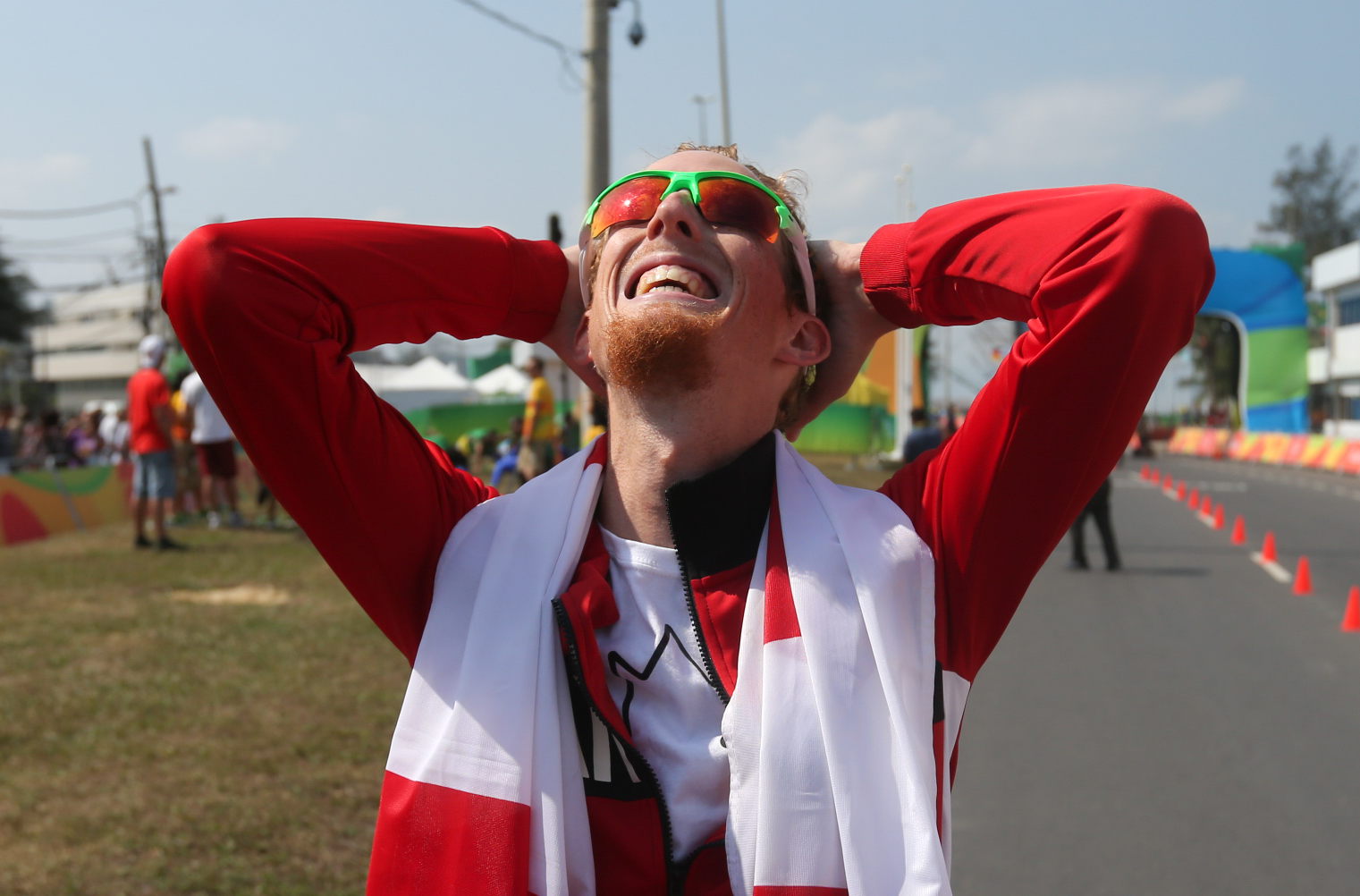 Evan Dunfee in the men's 50-km race walk at the 2016 Summer Olympics in Rio de Janeiro, Brazil, Friday, Aug. 19, 2016. (COC Photo/David Jackson)