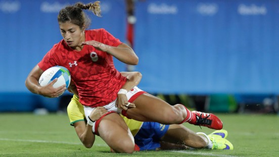 Bianca Farella in Olympic rugby action against Brazil on August 6, 2016.