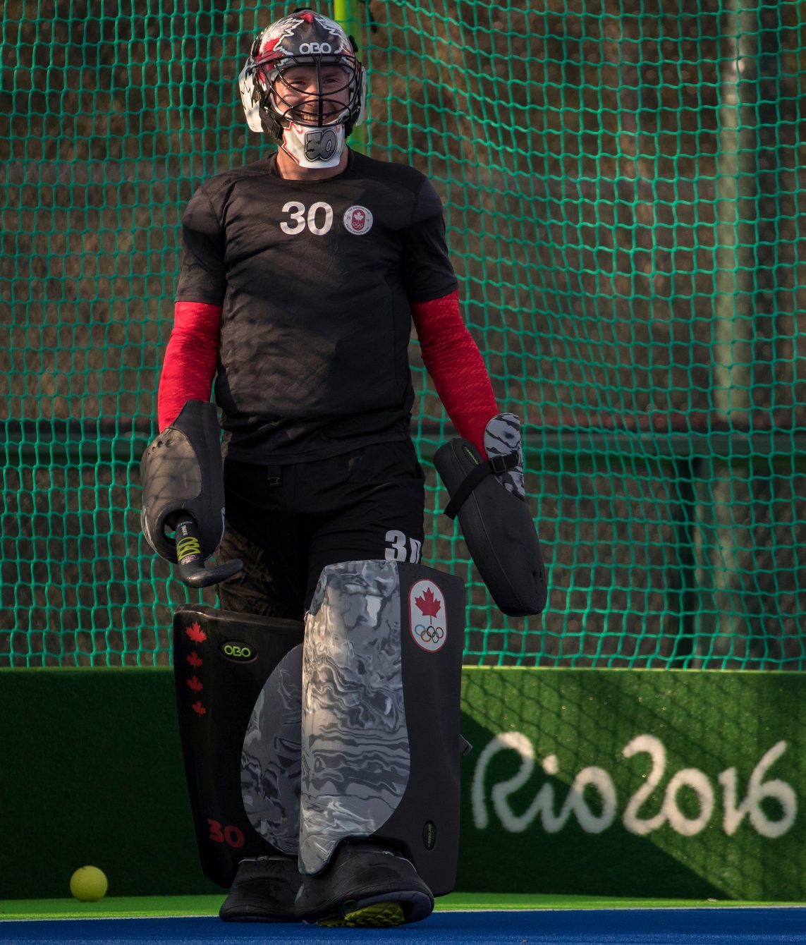 Goalie David Carter in action during a friendly match against New Zealand at the Olympic games in Rio de Janeiro, Brazil, Monday, August 1, 2016. COC Photo by Jason Ransom