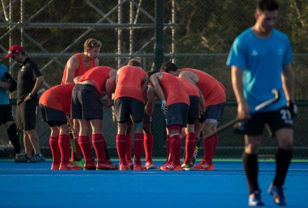 Team Canada players chat during a break in the action during a friendly match against New Zealand at the Olympic games in Rio de Janeiro, Brazil, Monday, August 1, 2016. COC Photo by Jason Ransom