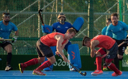 Team Canada's Gordon Johnston shoots on the goalie during a friendly match against New Zealand at the Olympic games in Rio de Janeiro, Brazil, Monday, August 1, 2016. COC Photo by Jason Ransom