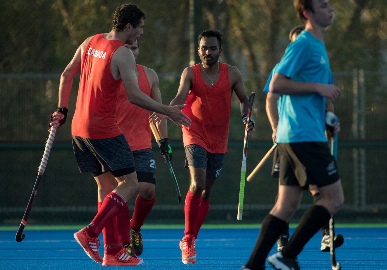 Team Canada celebrates a goal during a friendly match against New Zealand at the Olympic games in Rio de Janeiro, Brazil, Monday, August 1, 2016. COC Photo by Jason Ransom