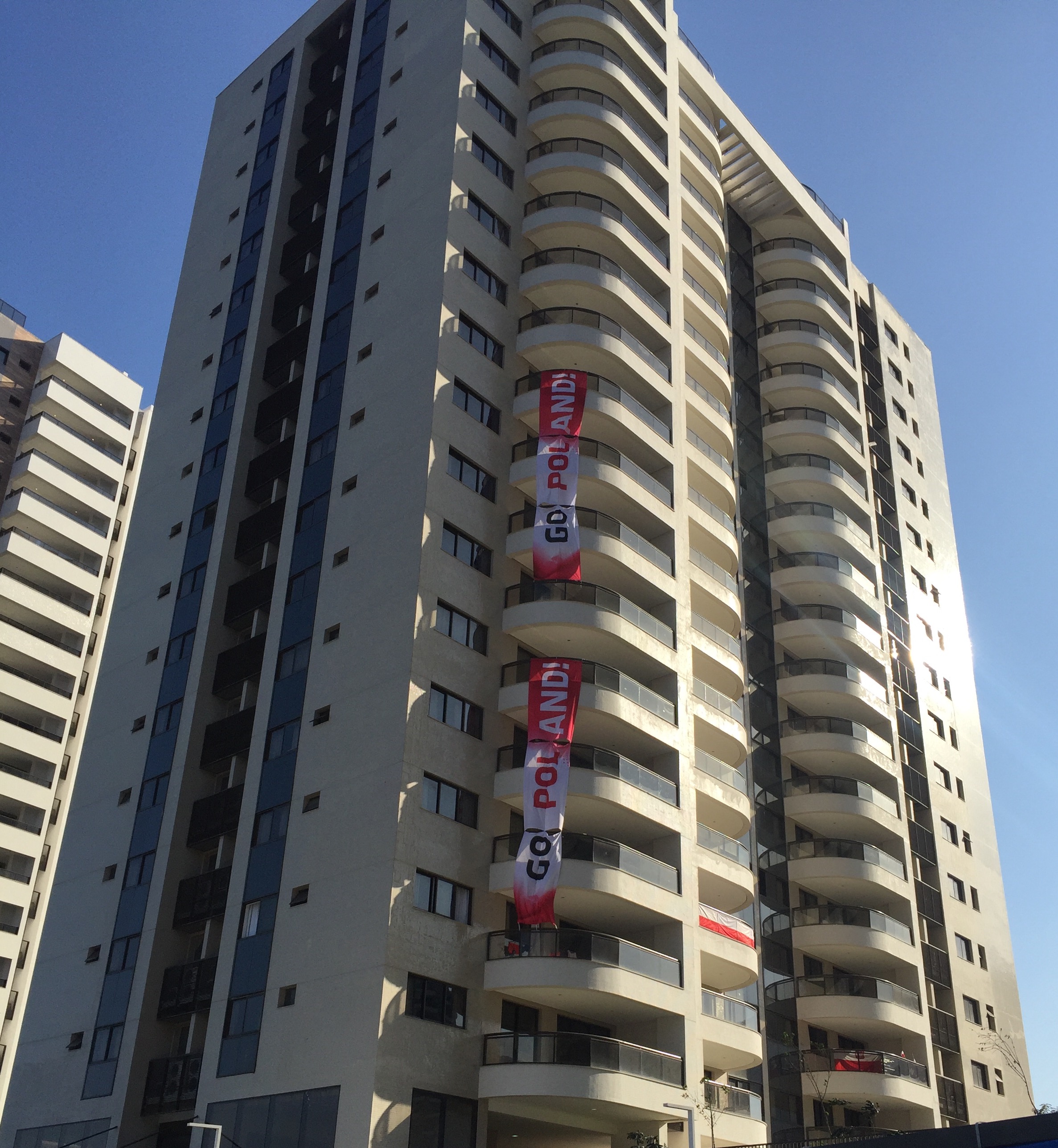 Team Poland's building decoration at the Athlete's Village